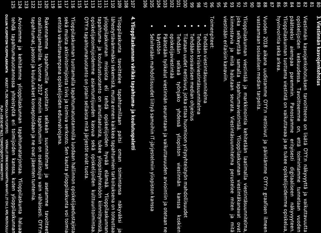 0 \\V/ II OULUN Luonnos OVY:n toimintasuunnitelmaksi 2018 (( YLIOPISTON J( YLIOPPILASKUNTA 80 3.