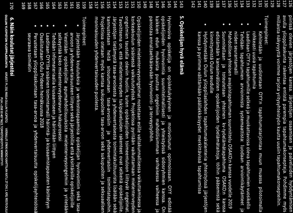 0 \\/ // OULUN Luonnos OYY:n toimintasuunnitelmaksi 2018 T1 II YLIOPPILASKUNTA 126 piirissä olevien järjestöjen kanssa.