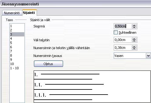 - 161 - (C) Sisällysluettelo Kun asiakirjassa on käytetty otsikkotyylejä, Writer voi muodostaa niiden avulla sisällysluettelon.