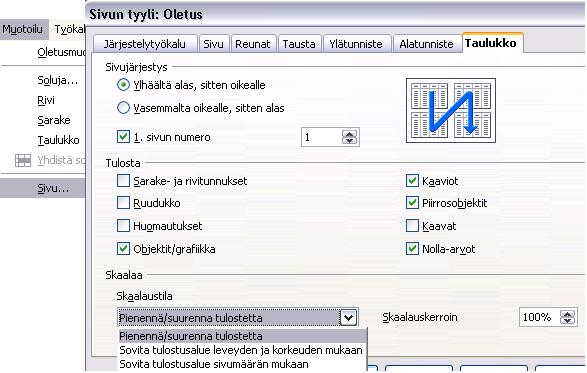 - 216 - Tulostuksen leveyden ja korkeuden asettaminen on kätevää esikatselussa: valitaan Tiedosto -> Esikatselu (tai esikatselun kuvake).