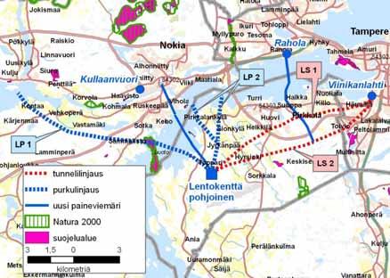 07070328EC 34 Pirkanmaan keskuspuhdistamohanke 7.1.3 Luonto Puhdistamovaihtoehdon lähiympäristössä tai tunnelilinjausvaihtoehtojen läheisyydessä ei ole luonnonsuojelualueita.