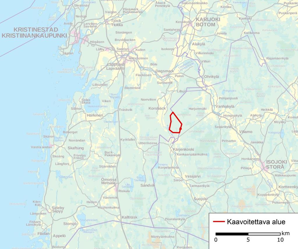 FCG SUUNNITTELU JA TEKNIIKKA OY OAS 2 (17) Kuva 1. Suunnittelualueen likimääräinen sijainti punaisella aluerajauksella.