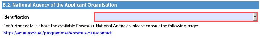 B.2. National Agency of the Applicant Organisation Valitse koordinaattorimaan kansallinen toimisto