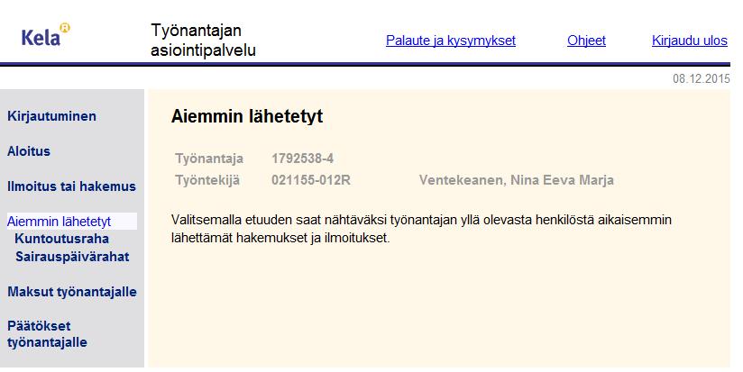 Tarkista lähetys - Valitse etuus 1234567-8 Yritys Ky 010101-123A Sukunimi, Etunimi