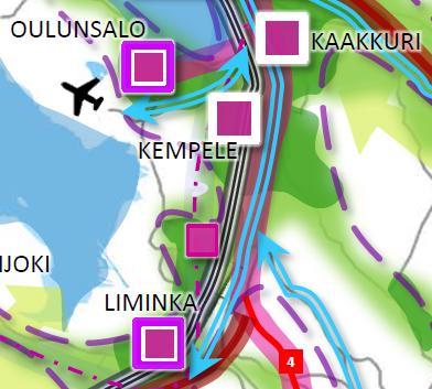 7 Kempelettä koskettavia tavoitteita ovat logistiikka-alueen kehittäminen, kaksoisraiteen