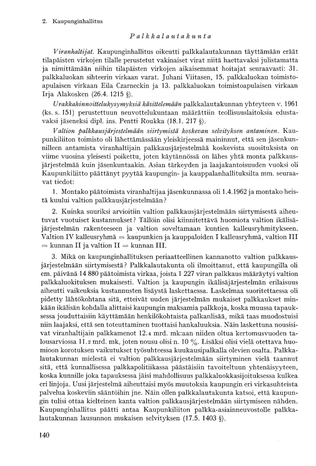 Palkkalautakunta Viranhaltijat.