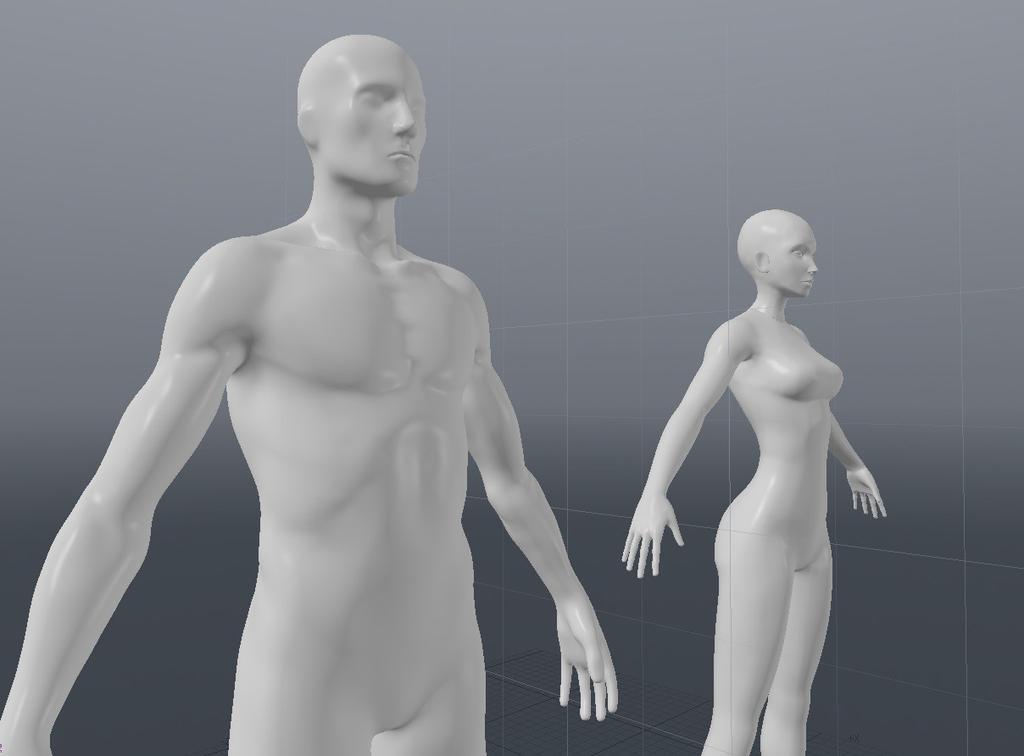 22 5.1 Vaatteiden mallintaminen 3D-hahmoille Esimerkillinen orgaaninen malli voisi olla peliä varten tehty ihmisen assetti-malli.