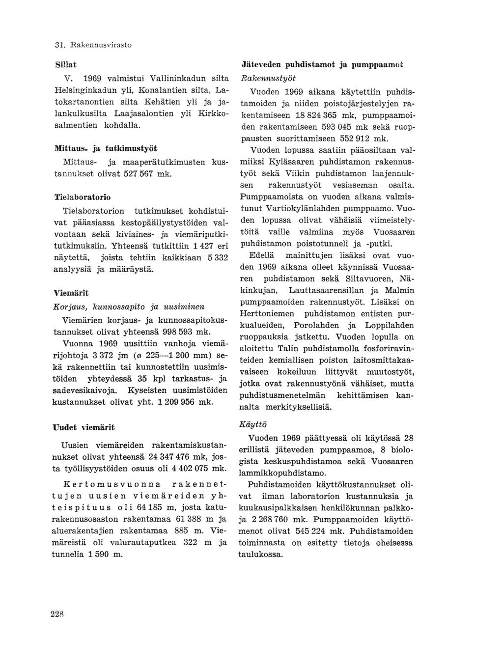 Sillat V. 1989 valmistui Vallininkadun silta Helsinginkadun yli, Konalantien silta, Latokartanontien silta Kehätien yli ja jalankulkusilta Laajasalontien yli Kirkkosalmentien kohdalla.