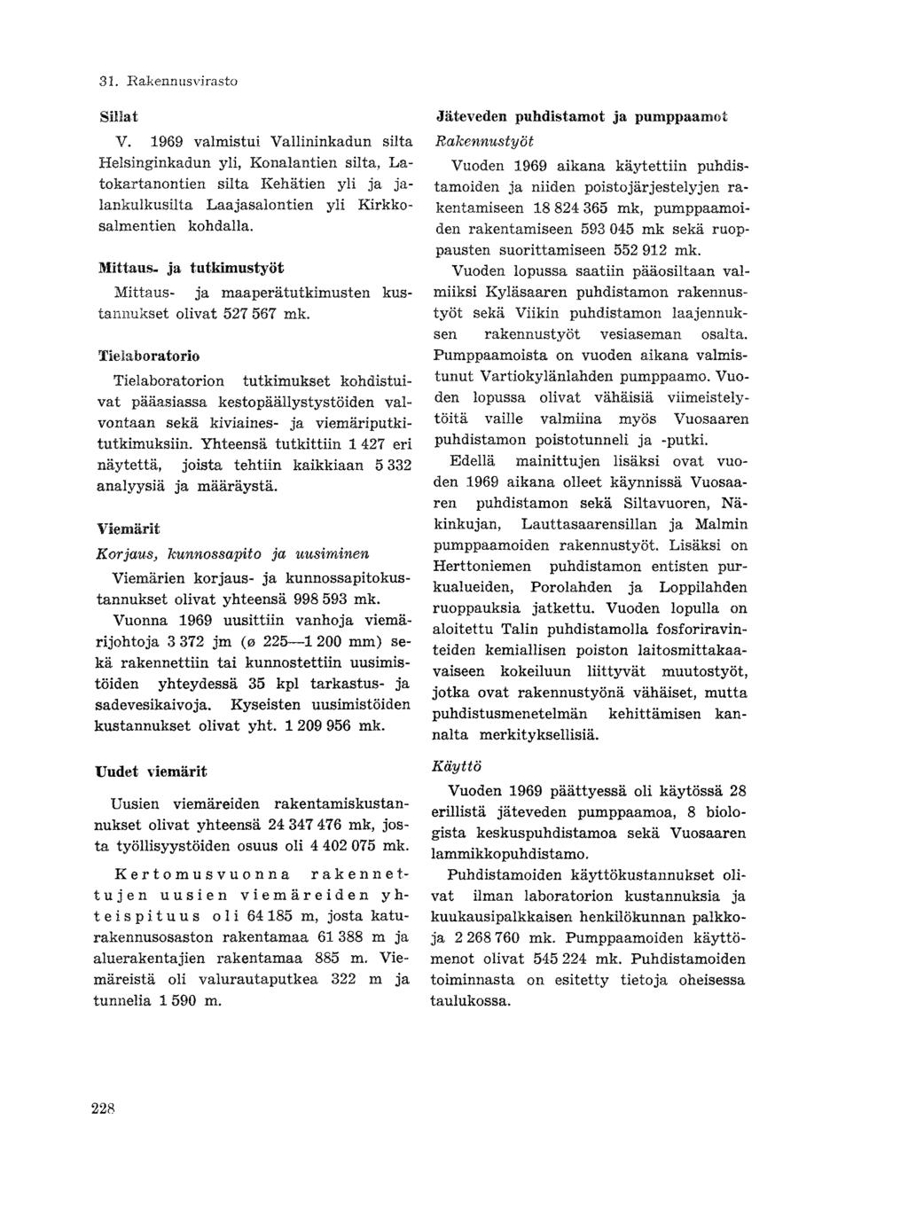 Sillat V. 1989 valmistui Vallininkadun silta Helsinginkadun yli, Konalantien silta, Latokartanontien silta Kehätien yli ja jalankulkusilta Laajasalontien yli Kirkkosalmentien kohdalla.