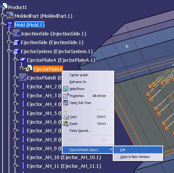 Avaa CATIA product tiedosto starting_mould_assembly.catproduct. 3. Valitse työskentelytilaksi. 4.