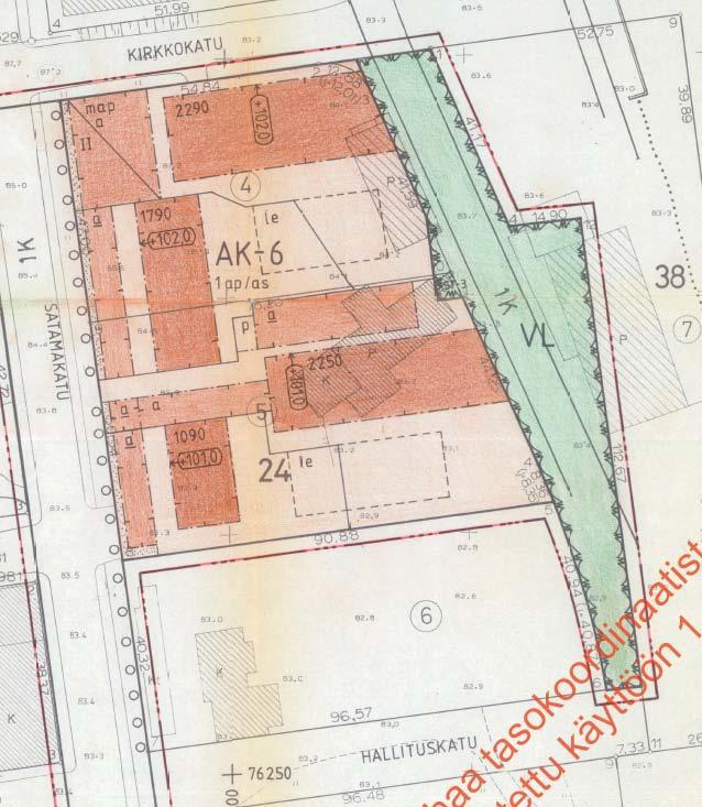 .1.1986 hyväksymä asemakaava, jossa alue on merkitty lähivirkistysalueeksi (VL).