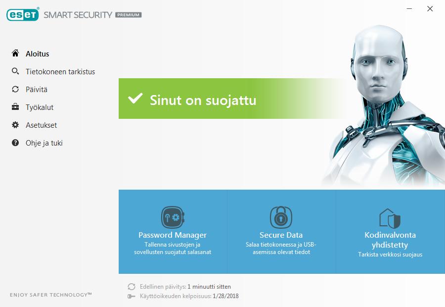 3. Aloittelijan opas Tässä kohdassa on alustava yhteenveto tuotteesta ESET Smart Security Premium ja sen perusasetuksista. 3.