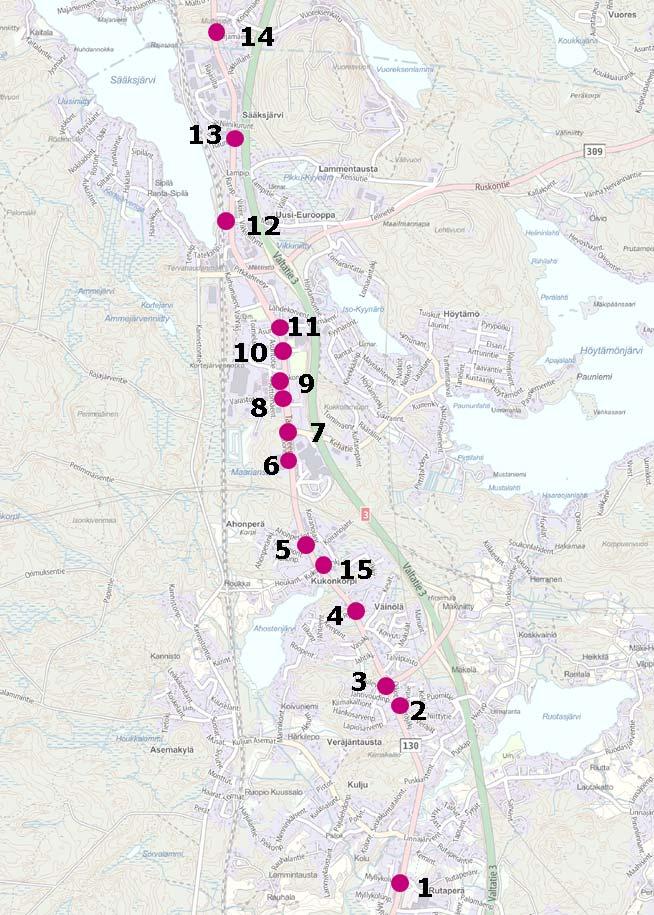 20 Kuva 13. Tutkimusalueen parannettavat suojatiet. 3.3 Toimenpiteiden toteutus Toimenpiteitä toteutettiin pääosin elo-lokakuussa 2015.