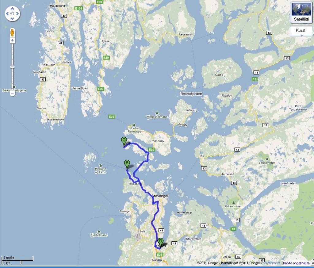 30.7, 31.7. ja 1.8.2011 Matkaehdotuksia loppupäiviksi, eri henkilöt palaavat eri pävinä. Hostelli (paikka D), Tungenesin majakka ja majakkamuseo (paikka B), Flölöyn majakka (paikka C).