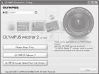 Windows 1 Asenna CD-ROM CD-ROM-asemaan. OLYMPUS Master -asetusikkuna tulee näkyviin. Ellei ikkunaa tule näkyviin, kaksoisnapsauta My Computer (Oma tietokone) -kuvaketta ja sitten CD-ROM-kuvaketta.