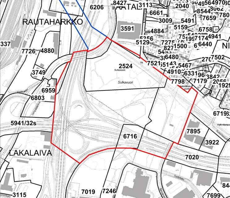 Ote asemakaavaindeksistä, kaavan 8610 suunnittelualue. Asemakaava nro 8611 (Vihilahti): ak 1325 (osa) / 19.9.1959 Katualuetta (Hatanpään valtatie).