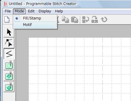 vaihe Muokatun koristeommelkuvion käyttö Layout & Editing -sovelluksessa 1 2 Vaihe 1 Koristeommeltilan käynnistys Käynnistä Programmable Stith Creator. Valitse Mode (Tila) ja Motif (Koristeommel).