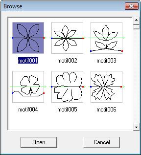 Programmable Stith Creator -sovelluksen tarkemmat ohjeet Kuviotiedoston avaus Aiemmin tallennetun tiedoston voi avata muokkausta varten. Pikakuvakepalkin painike: 3.