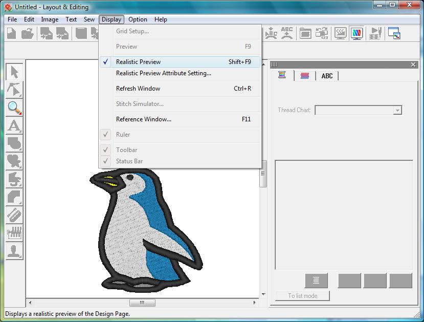 1 Valitse Display (Näytä) ja Realisti Preview (Realistinen esikatselu).