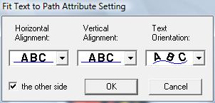 Napsauta sitä kakkospainikkeella ja valitse sitten Fit Text to Path Setting (Aseta teksti muodolle - asetukset).
