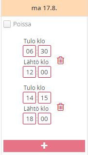 VIIKON HOITOAIKOJEN ANTAMINEN Paina halutun viikon kynä -painiketta, jolloin avautuu kyseinen viikko muokkaustilaan.