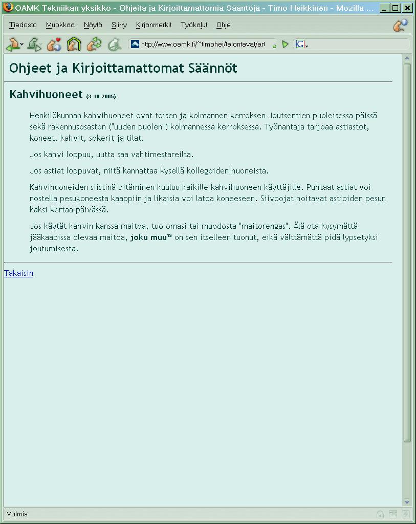 Liite 1 Talon tavat ja