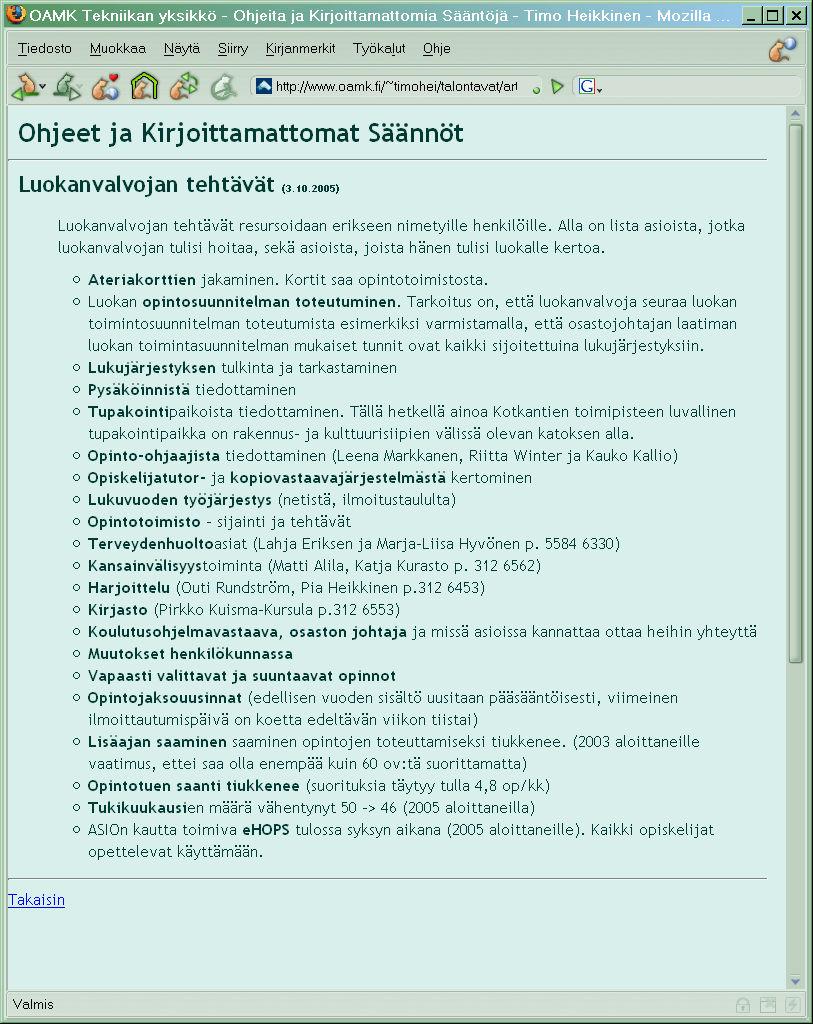 Liite 1 Talon tavat ja