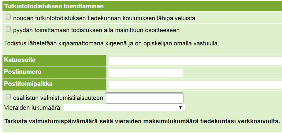 OSAT Opiskelijan ohje 12 Kandidaatintutkintotodistushakemusta täydentävien tulisi käydä samalla vastaamassa valtakunnalliseen Kandipalaute-kyselyyn osoitteessa: http://www.kandipalaute.fi.