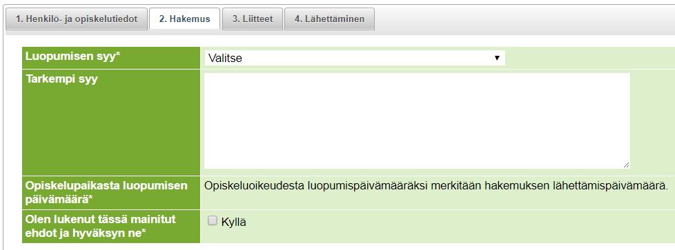 Käytännössä pelkän liitetiedoston maksimikoko on noin 1953K tavua. Opiskelija voi lisätä liitteitä prosessin missä tahansa vaiheessa kunhan hakemus on hänellä käsittelyssä ko. hetkellä.