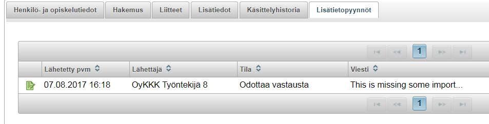 `Tekijä/Lisääjä -kentässä näkyy käyttäjä, joka on tehnyt ko. toiminnon.