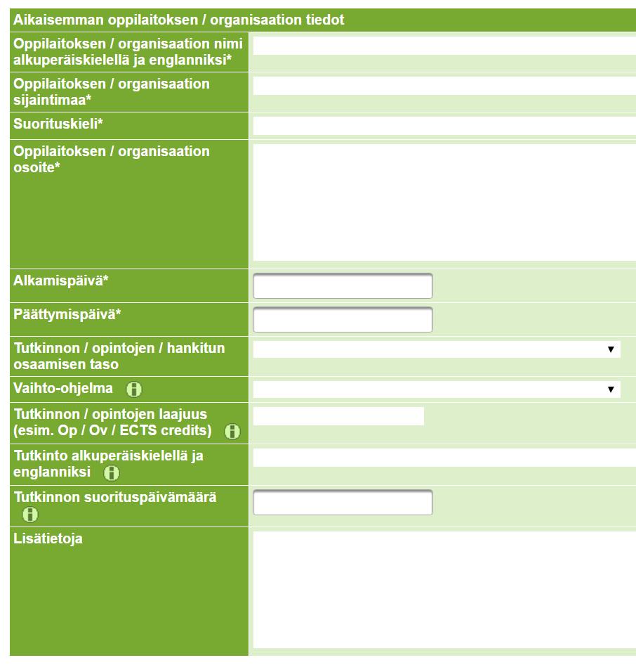 OSAT Opiskelijan ohje 6 Tämä on tarpeellinen kohta, jos opiskelija hakee samalla todistuksella jotakin toista hyväksilukua.