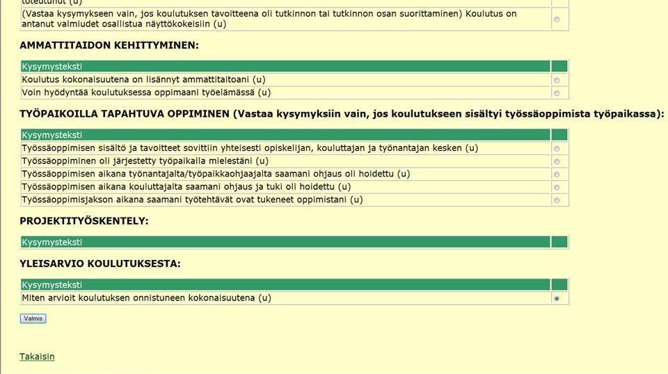 - Esimerkissä valitaan yksi kysymys napsauttamalla linkkiä "Valitse yhden kysymyksen raportti".