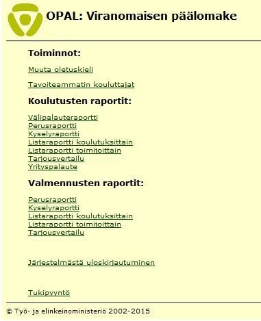 2 ALOITUS OPAL sisäänkirjautumissivu on osoitteessa https://asiointi.mol.fi/opal. Valitse sivulta käyttäjätyyppi "Viranomainen". Kirjoita kenttiin käyttäjätunnuksesi ja salasanasi.