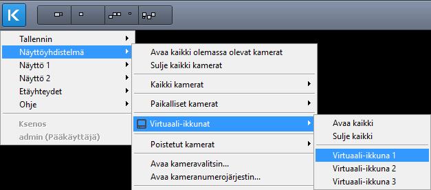 VIRTUAALI-IKKUNA Virtuaali-ikkuna Virtuaali-ikkunat ovat kameraikkunoita, joihin voidaan vaihtaa kameroita esimerkiksi ohjainsauvalla.