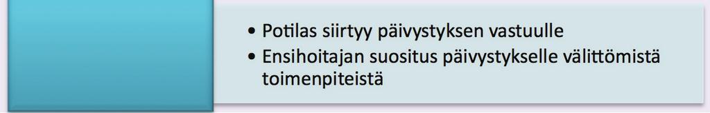 Toinen ensihoitaja pysyy potilaan luona koko luovutuksen ajan Päivystyksen henkilökunta 1.