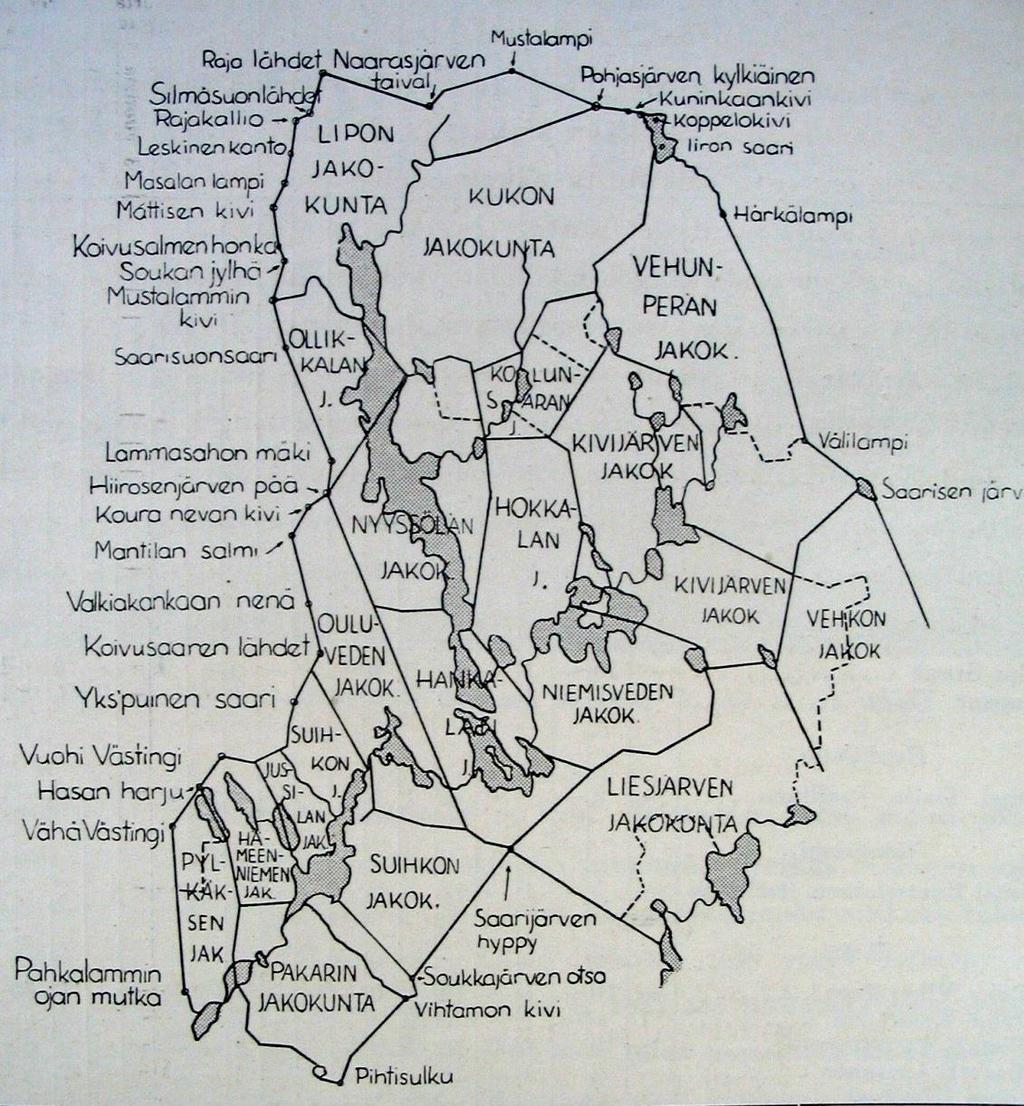 Erämaa-alue jaettiin jakokuntiin 1500-luvun lopulla. Niiden mukaan syntyivät tilat ja kylien rajat (Lähde: Vanhaa Ähtäriä. Jaakko Numminen. Vaasa 1951). 2.