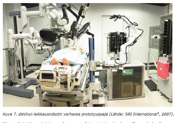 2.5 Hoitorobotiikka Leikkausrobotit ovat saavuttaneet kaupallisen menestyksen viime vuosina. Yli 25 davinci-robottia on yli 2 sairaalassa nykyisin käytössä.