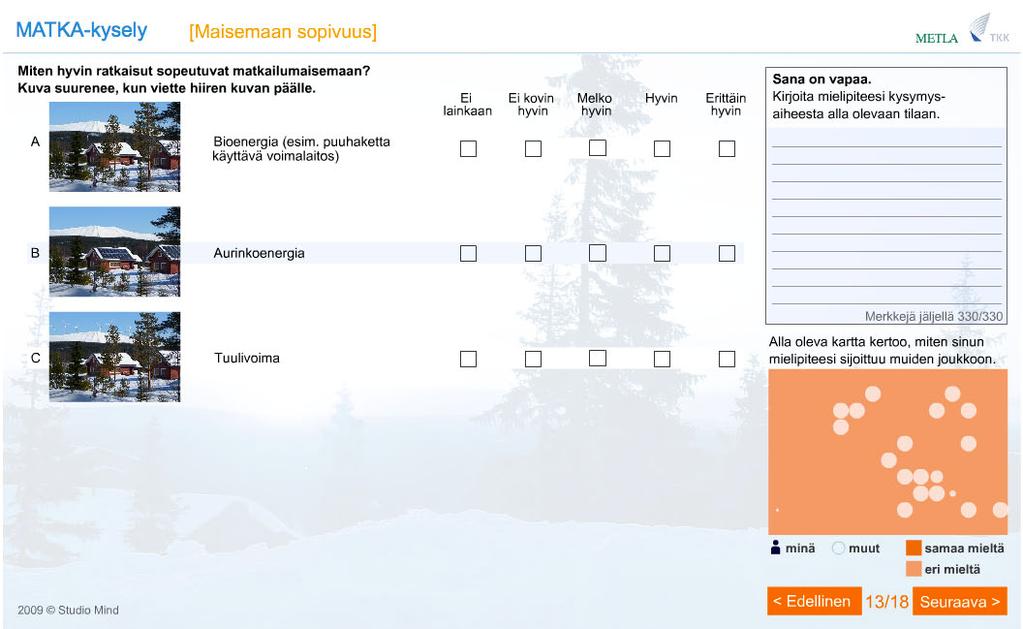 2.2 VERKKOKYSELY Matkailijakyselyn toteuttaminen sekä lomakeettä verkkoversiona mahdollisti ainutlaatuisen lähtökohdan tutkimuksen laatimiselle.