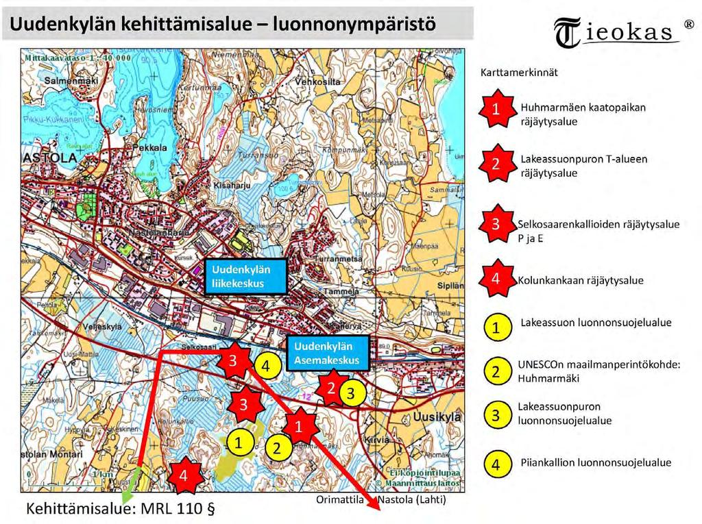 26 KARTTA UUSIKYLÄ MASTER PLAN LUONNON JA ASUTUSYMPÄRISTÖN KEHITTÄMISALUE.