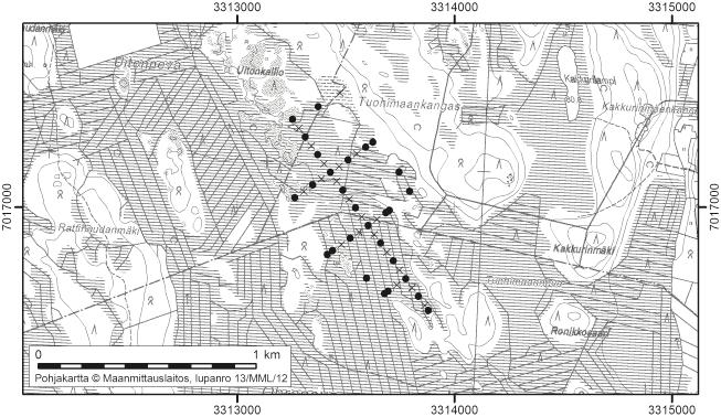 Onerva Valo, Asta Harju ja Tuija Vähäkuopus 37. Tuohimaankangas Tuohimaankangas (kl. 2314 01, x = 7017,0, y = 3313,5) sijaitsee noin 25 km Lappajärven keskustasta länteen.