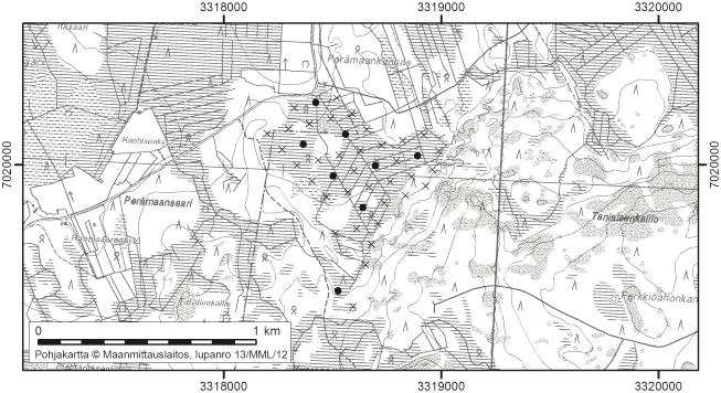 Onerva Valo, Asta Harju ja Tuija Vähäkuopus 48. Perämaankankaanneva Perämaankankaanneva (kl. 2314 01, x = 7019,9, y = 3318,5) sijaitsee noin 18 km Lappajärven keskustasta länsiluoteeseen.