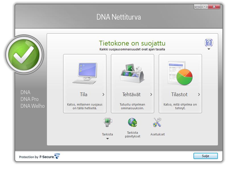 10. Laajakaistan lisäpalvelut Vaihe 7 DNA Nettiturva on nyt asennettu ja voit aloittaa turvallisen