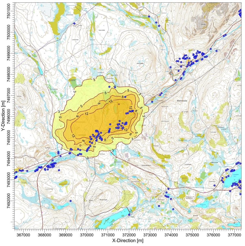 Kuva 8: Hannukaisen alueen suojavallin rakentamisen PM 10-päästöjen