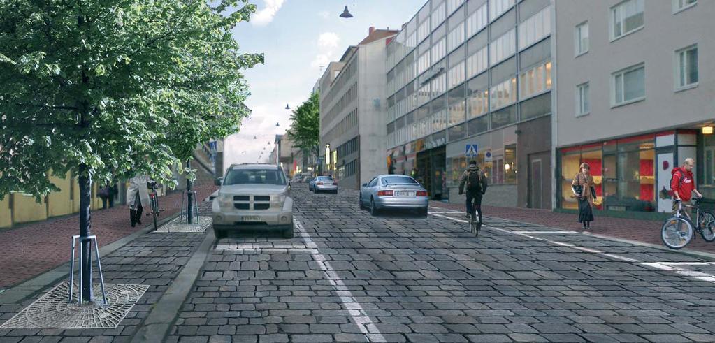 .. Hämeenkatu Hämeenkatu muuttuu kävely- ja pyöräilypainotteiseksi ja Vesijärvenkadun länsipuolella yhteisen tilan periaatteita noudattelevaksi kaduksi.