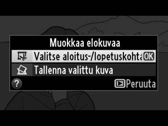 Valittujen kuvien tallentaminen Tallenna kopio valitusta kuvasta JPEG-valokuvana seuraavalla tavalla: 1 Katso elokuvaa ja valitse kuva.