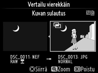 3 Vertaa kopiota alkuperäiseen. Lähdekuva näkyy vasemmalla ja muokattu kopio oikealla. Kopion luomisessa käytetyt vaihtoehdot luetellaan näytön yläreunassa.