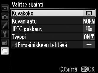 Korosta sen valikon nimi, jossa haluamasi vaihtoehto on, ja paina 2. 3 Valitse kohta.