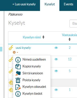 Kyselyt-näkymästä käyttäjän kyselyoikeuksien jakaminen