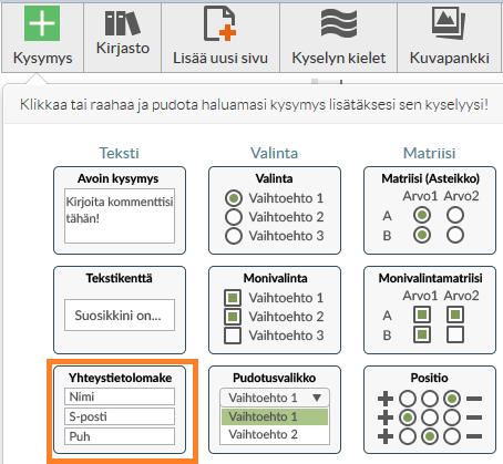 kysymystyypissä.