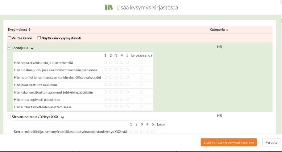 Kysymys- ja kyselykirjasto Lisää kysymys tai kysely kirjastosta.